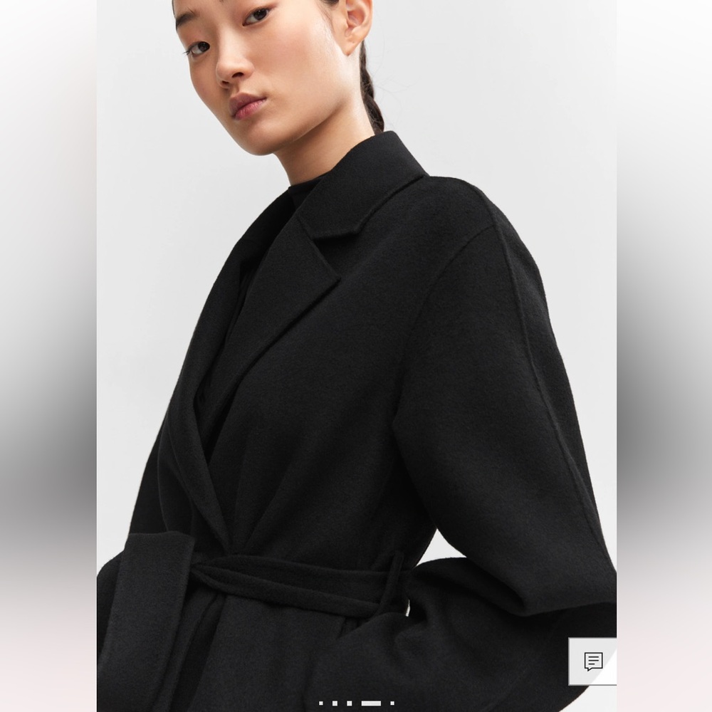 New Mango wool Black Belted Coat size XS - Picture 5 of 12